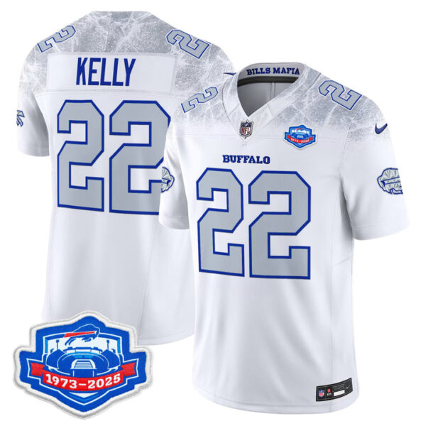 Jim Kelly Buffalo Bills 1973 - 2025 Farewell Season Patch Vapor Limited Jersey - All Stitched - Rivalries