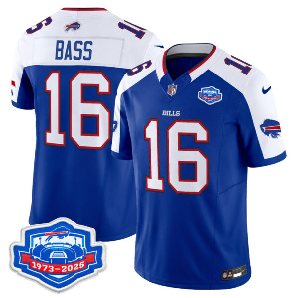Tyler Bass Buffalo Bills 1973 - 2025 Farewell Season Patch Vapor Limited Jersey - All Stitched - Royal Alternate