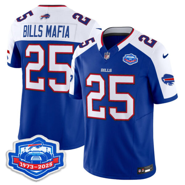 Bills Mafia Buffalo Bills 1973 - 2025 Farewell Season Patch Vapor Limited Jersey - All Stitched - Royal Alternate