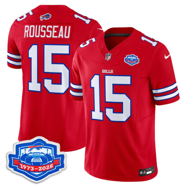 Greg Rousseau Buffalo Bills 1973 - 2025 Farewell Season Patch Vapor Limited Jersey - All Stitched - Red