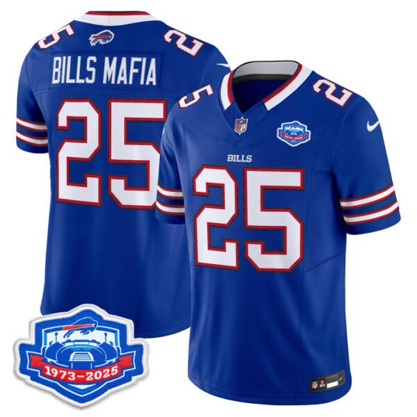 Bills Mafia Buffalo Bills 1973 - 2025 Farewell Season Patch Vapor Limited Jersey - All Stitched - Royal