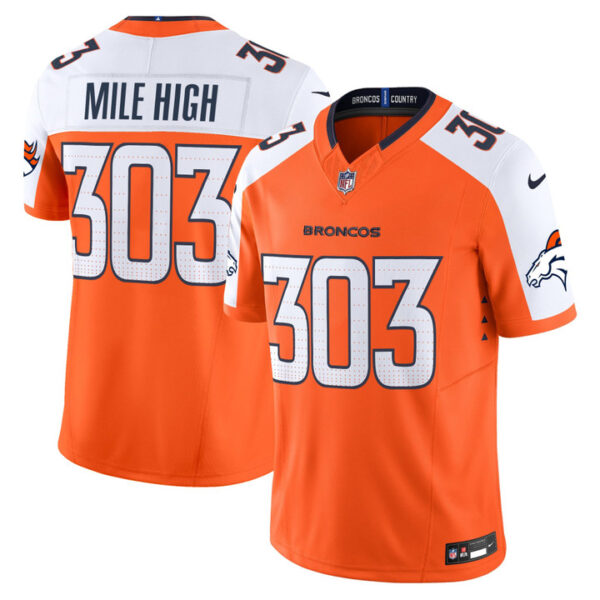 Mile High 303 Denver Broncos 2026 Vapor Limited Jersey - All Stitched - Orange Alternate