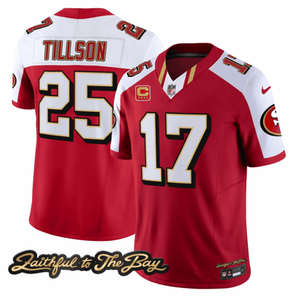 TILLSON San Francisco 49ers Red Alternate Jersey - All Stitched