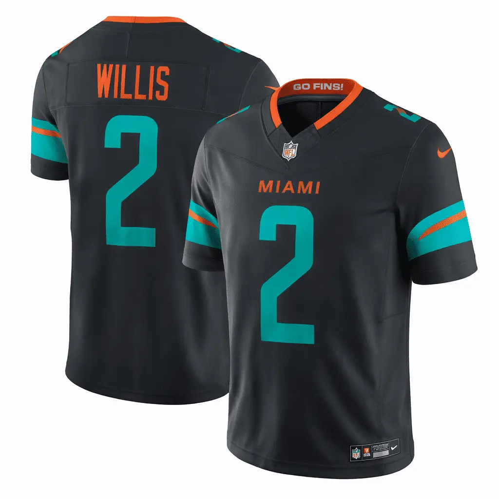 Dolphins Malik Willis Pitch Blue 2026 Rivalries Collection Limited Jersey Stitched