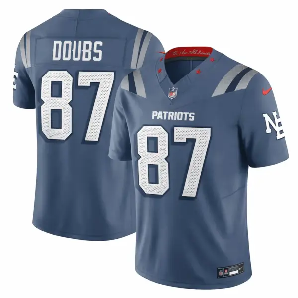 New England Patriots Romeo Doubs Storm Blue Rivalries Limited Jersey Stitched