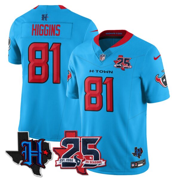 Houston Texans Jayden Higgins 25th Seasons in 2026 Basic Vapor Limited Jersey - Blue