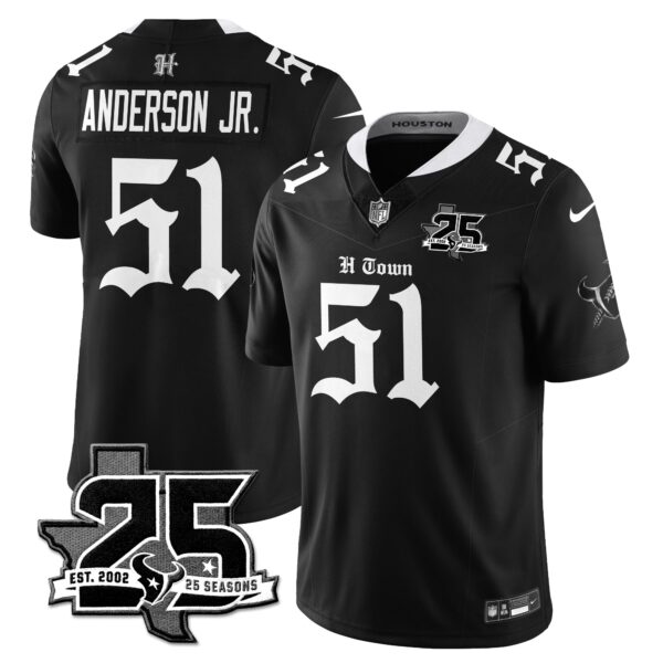 Houston Texans Will Anderson Jr. 25th Seasons in 2026 Gothic Vapor Gold Edition Limited Jersey - Black