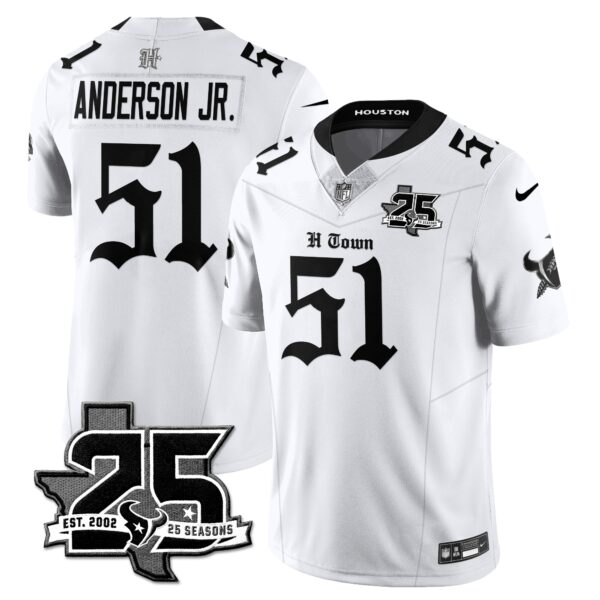 Houston Texans Will Anderson Jr. 25th Seasons in 2026 Gothic Vapor Gold Edition Limited Jersey - White