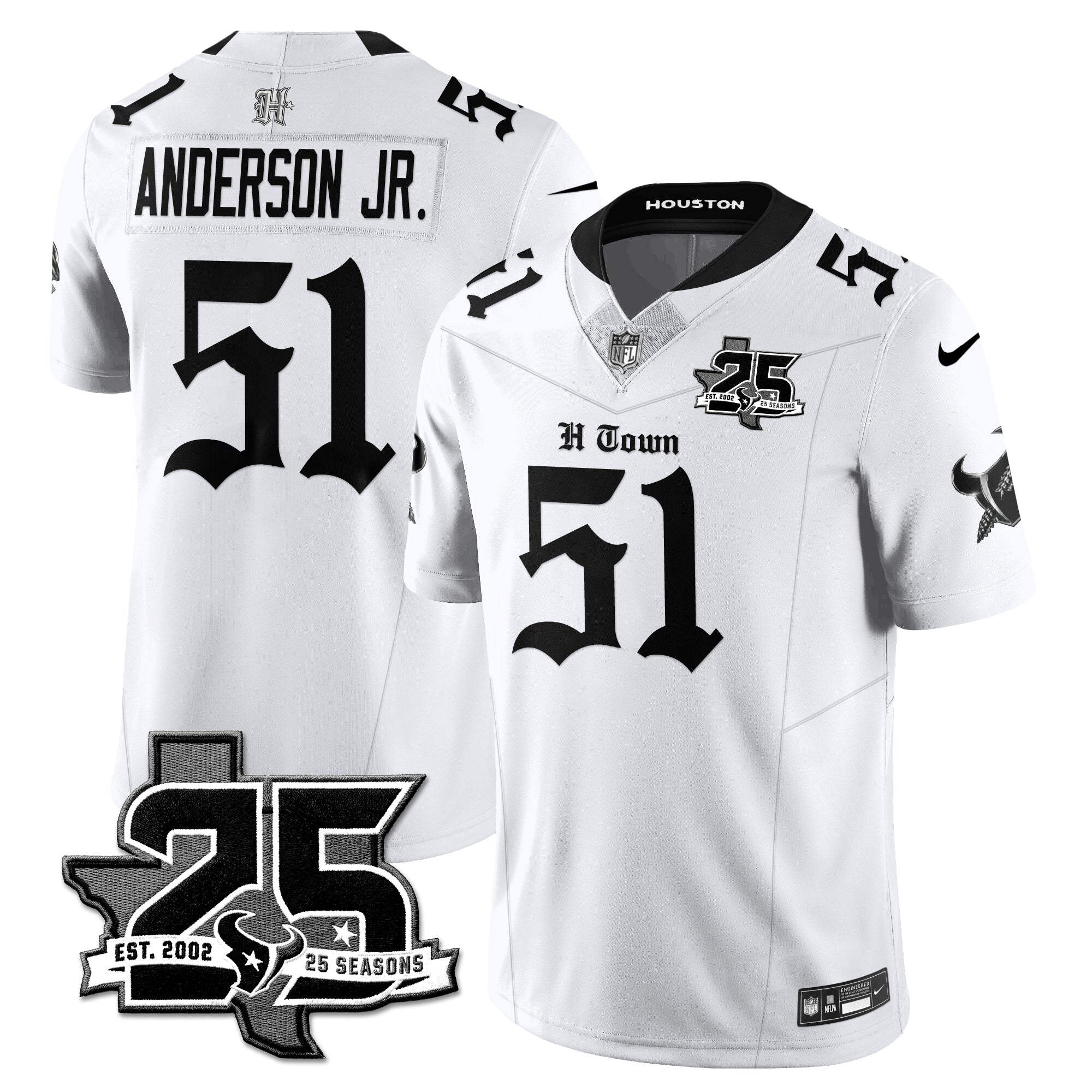Houston Texans Will Anderson Jr. 25th Seasons in 2026 Gothic Vapor Gold Edition Limited Jersey - White