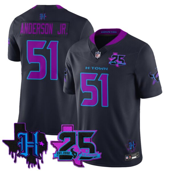 Houston Texans Will Anderson Jr. 25th Seasons in 2026 DJ Screw Vapor Limited Jersey - Navy