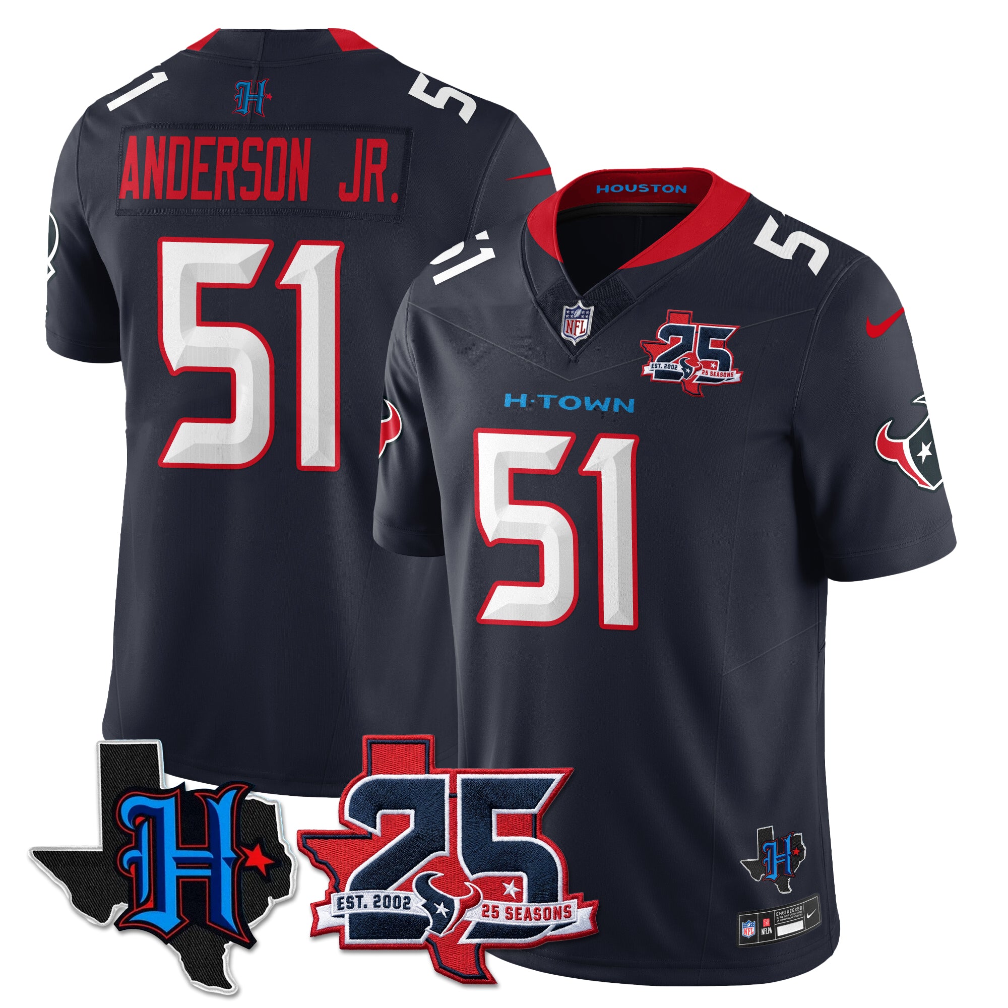 Houston Texans Will Anderson Jr. 25th Seasons in 2026 Basic Vapor Limited Jersey - Navy