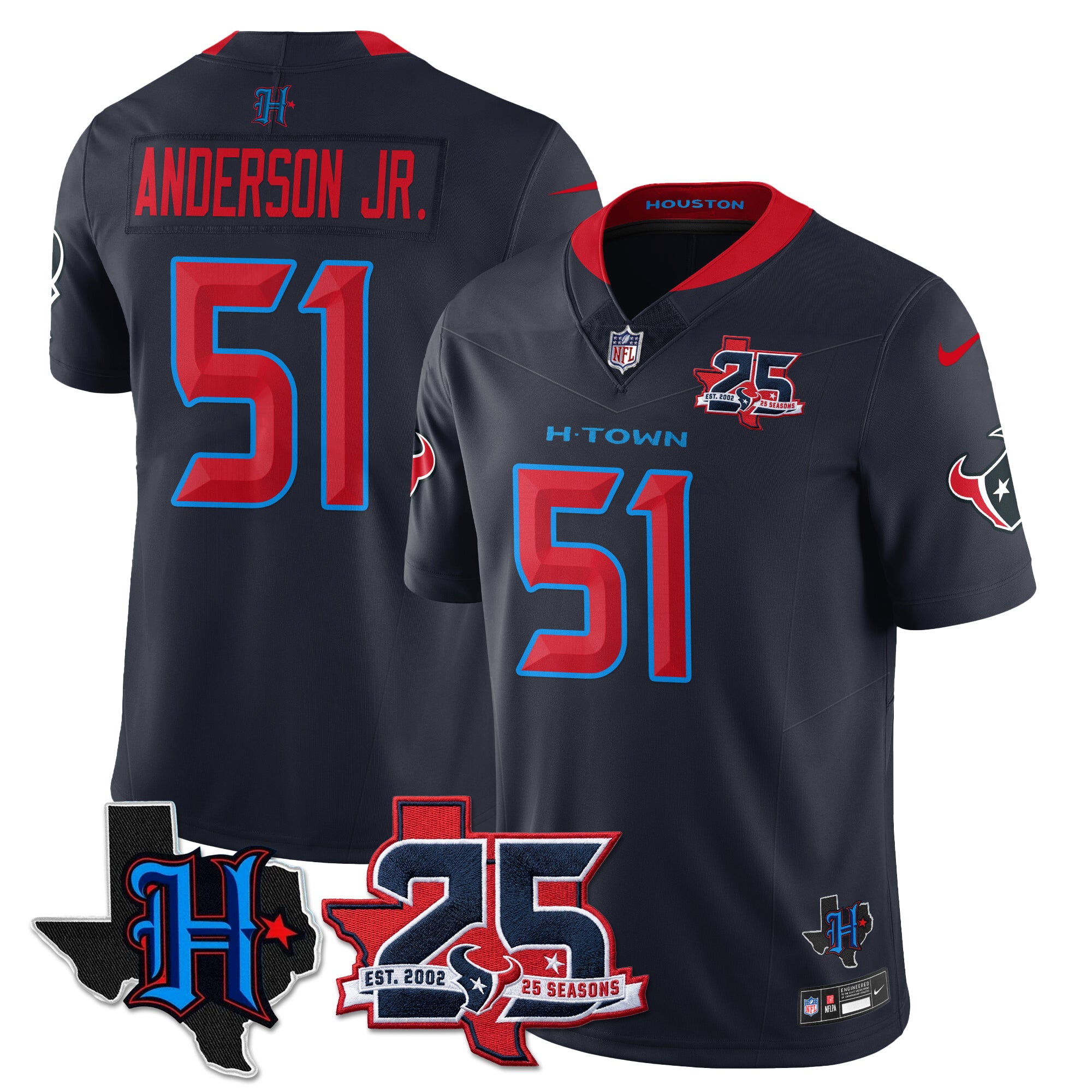 Houston Texans Will Anderson Jr. 25th Seasons in 2026 Basic Vapor Limited Jersey - Navy Limited