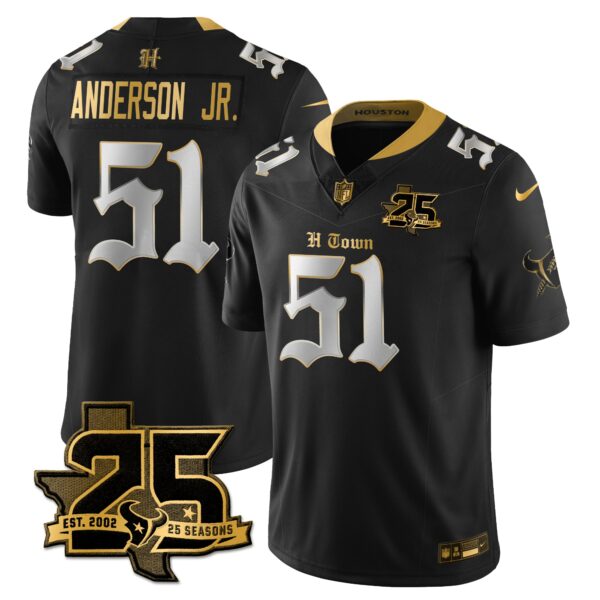 Houston Texans Will Anderson Jr. 25th Seasons in 2026 Gothic Vapor Gold Edition Limited Jersey - Black Limited