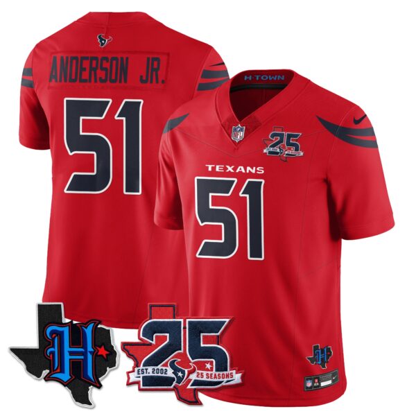 Houston Texans Will Anderson Jr. 25th Seasons in 2026 Basic Vapor Limited Jersey - Red