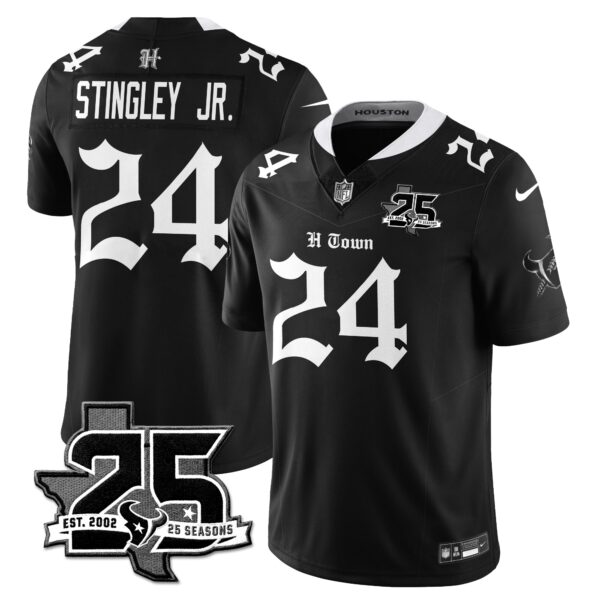 Houston Texans Derek Stingley Jr. 25th Seasons in 2026 Gothic Vapor Gold Edition Limited Jersey - Black