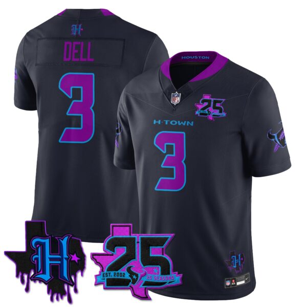 Houston Texans Tank Dell 25th Seasons in 2026 DJ Screw Vapor Limited Jersey - Navy