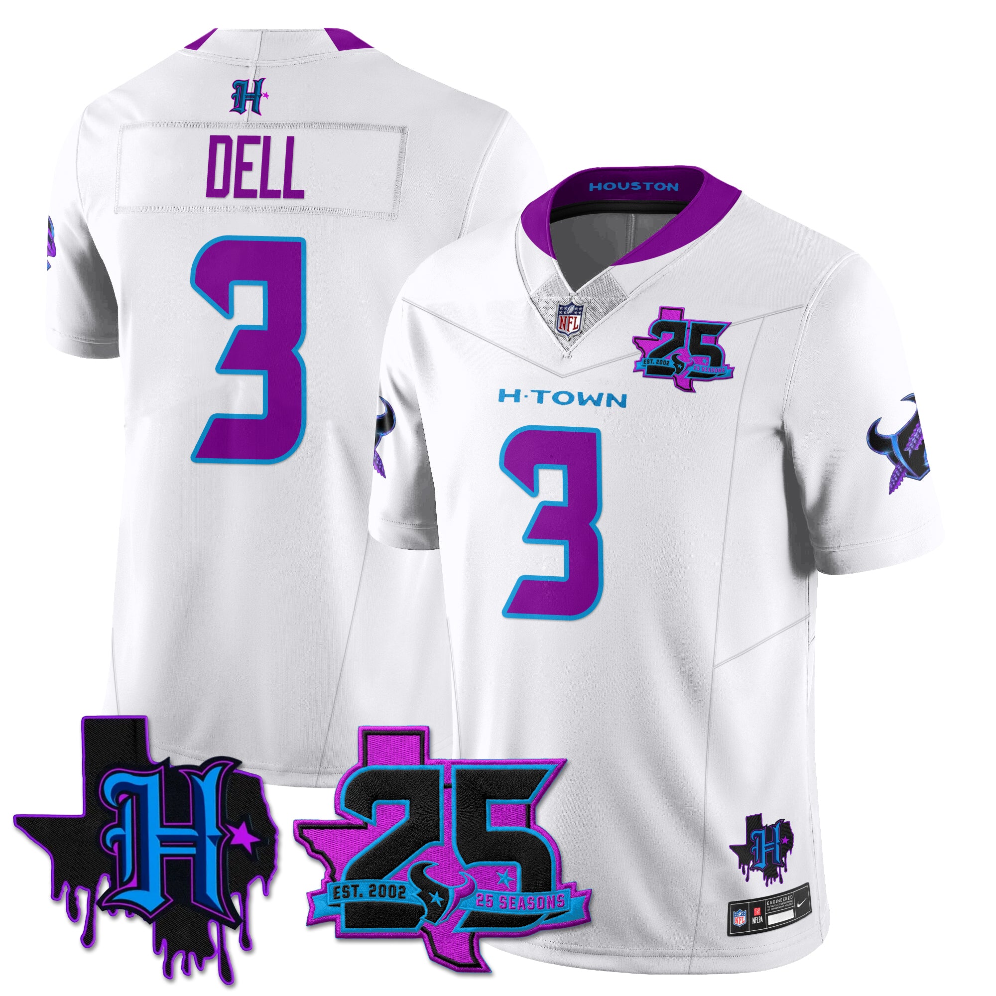 Houston Texans Tank Dell 25th Seasons in 2026 DJ Screw Vapor Limited Jersey - White