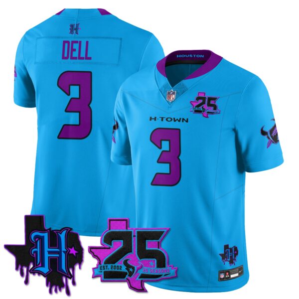 Houston Texans Tank Dell 25th Seasons in 2026 DJ Screw Vapor Limited Jersey - Blue