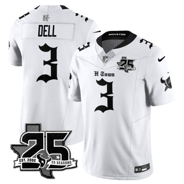 Houston Texans Tank Dell 25th Seasons in 2026 Gothic Vapor Gold Edition Limited Jersey - White
