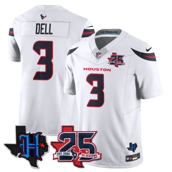 Houston Texans Tank Dell 25th Seasons in 2026 Basic Vapor Limited Jersey - White