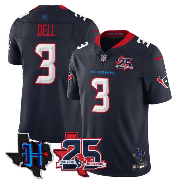 Houston Texans Tank Dell 25th Seasons in 2026 Basic Vapor Limited Jersey - Navy