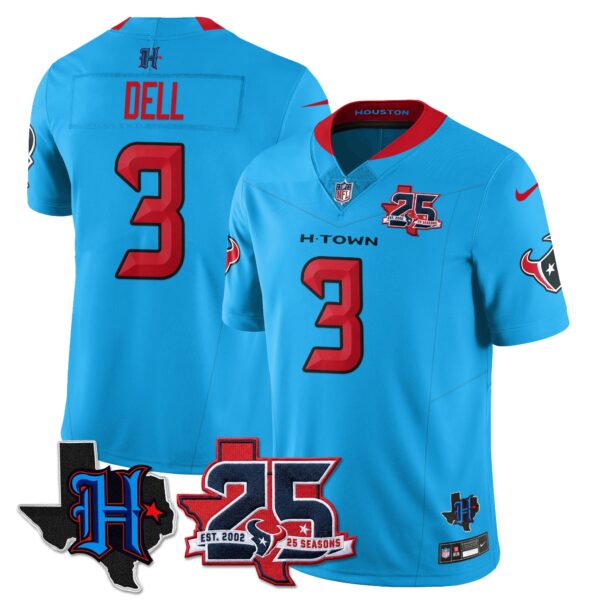 Houston Texans Tank Dell 25th Seasons in 2026 Basic Vapor Limited Jersey - Blue
