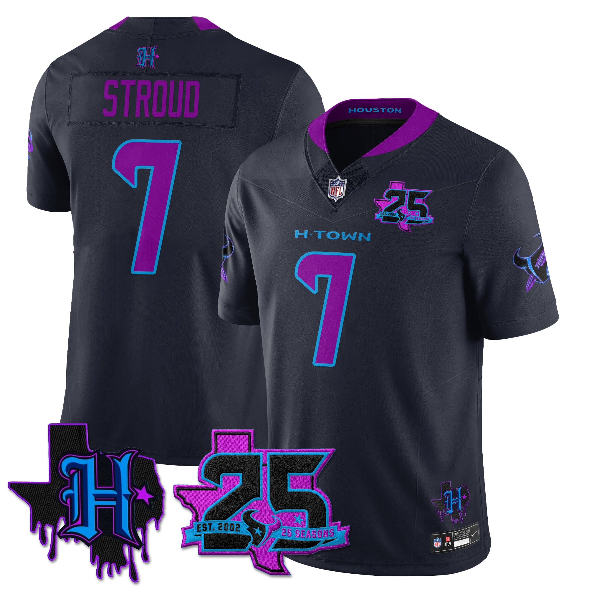 Houston Texans C.J. Stroud 25th Seasons in 2026 DJ Screw Vapor Limited Jersey - Navy