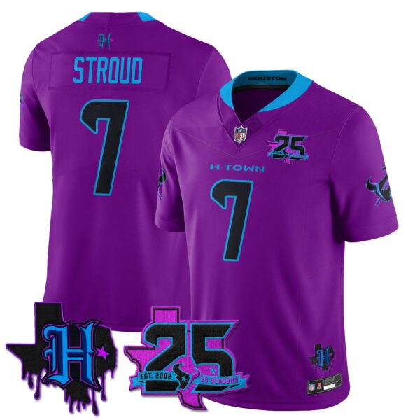 Houston Texans C.J. Stroud 25th Seasons in 2026 DJ Screw Vapor Limited Jersey - Purple