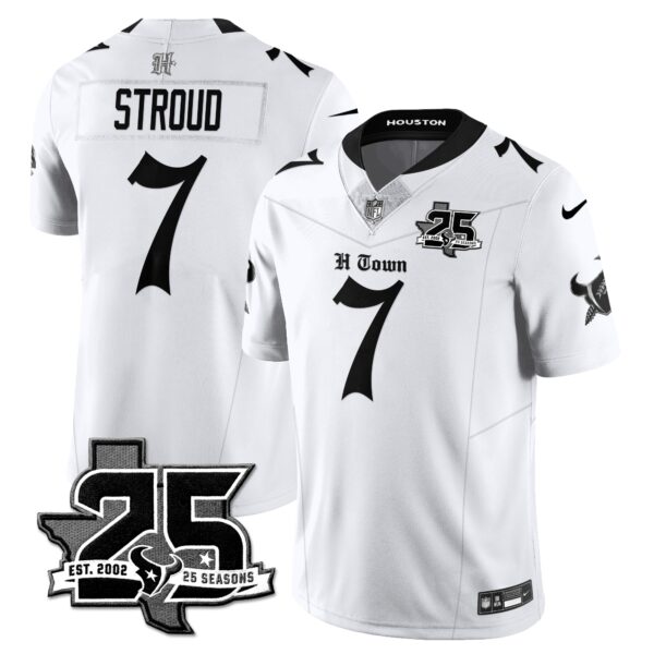 Houston Texans C.J. Stroud 25th Seasons in 2026 Gothic Vapor Gold Edition Limited Jersey - White