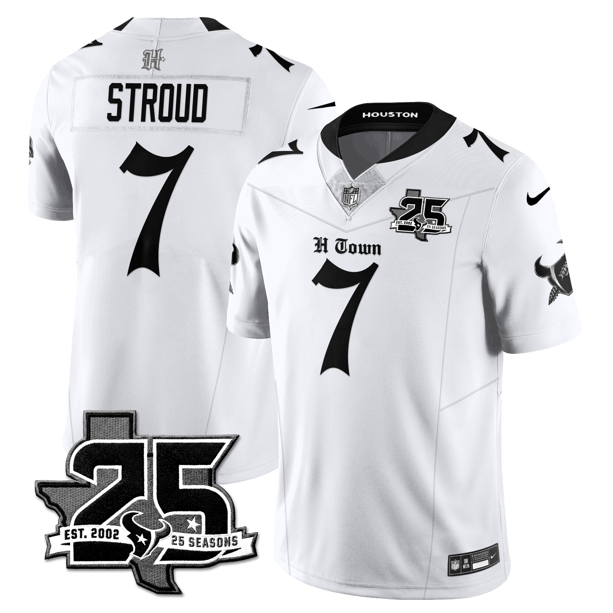 Houston Texans C.J. Stroud 25th Seasons in 2026 Gothic Vapor Gold Edition Limited Jersey - White