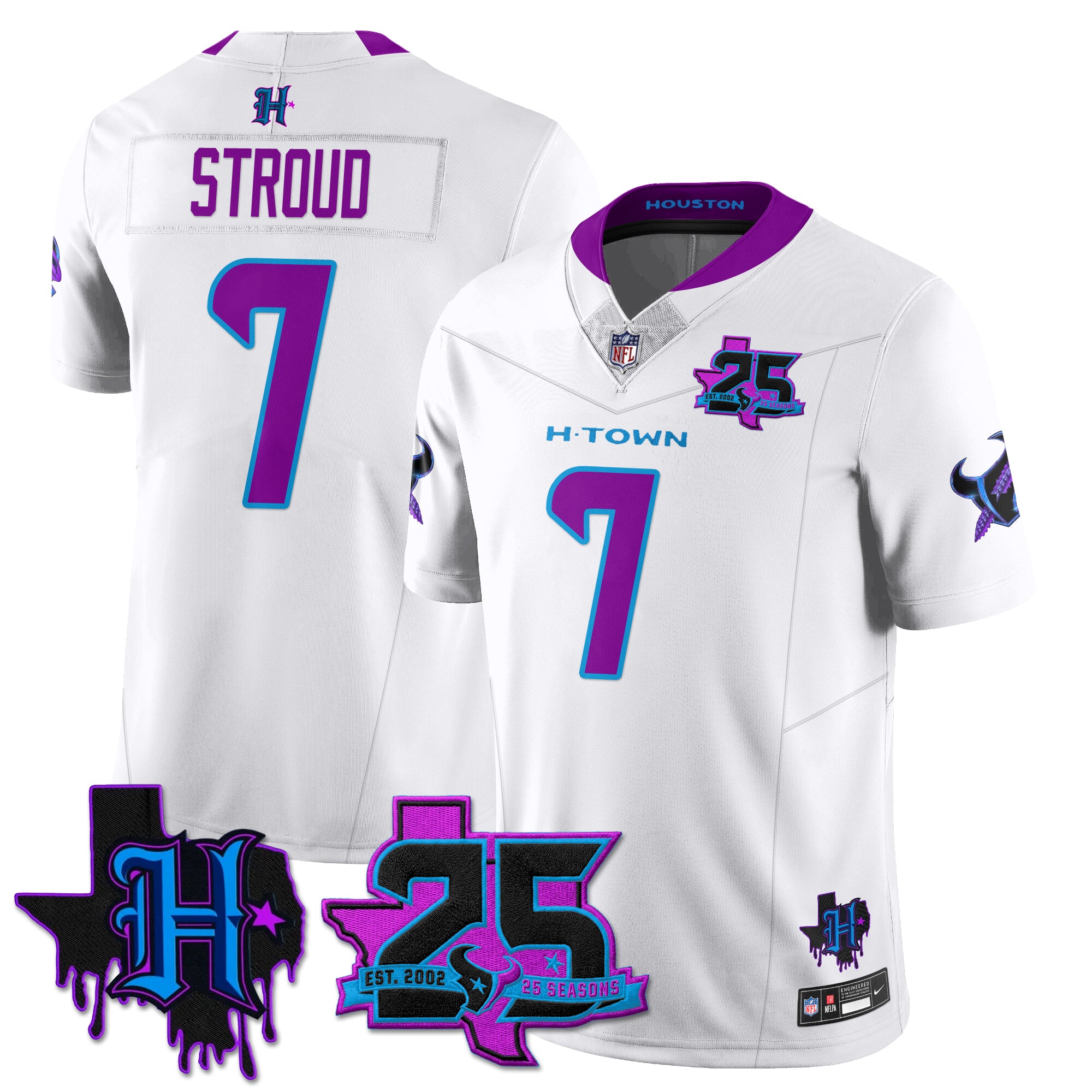 Houston Texans C.J. Stroud 25th Seasons in 2026 DJ Screw Vapor Limited Jersey - White