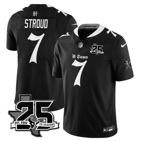 Houston Texans C.J. Stroud 25th Seasons in 2026 Gothic Vapor Gold Edition Limited Jersey - Black