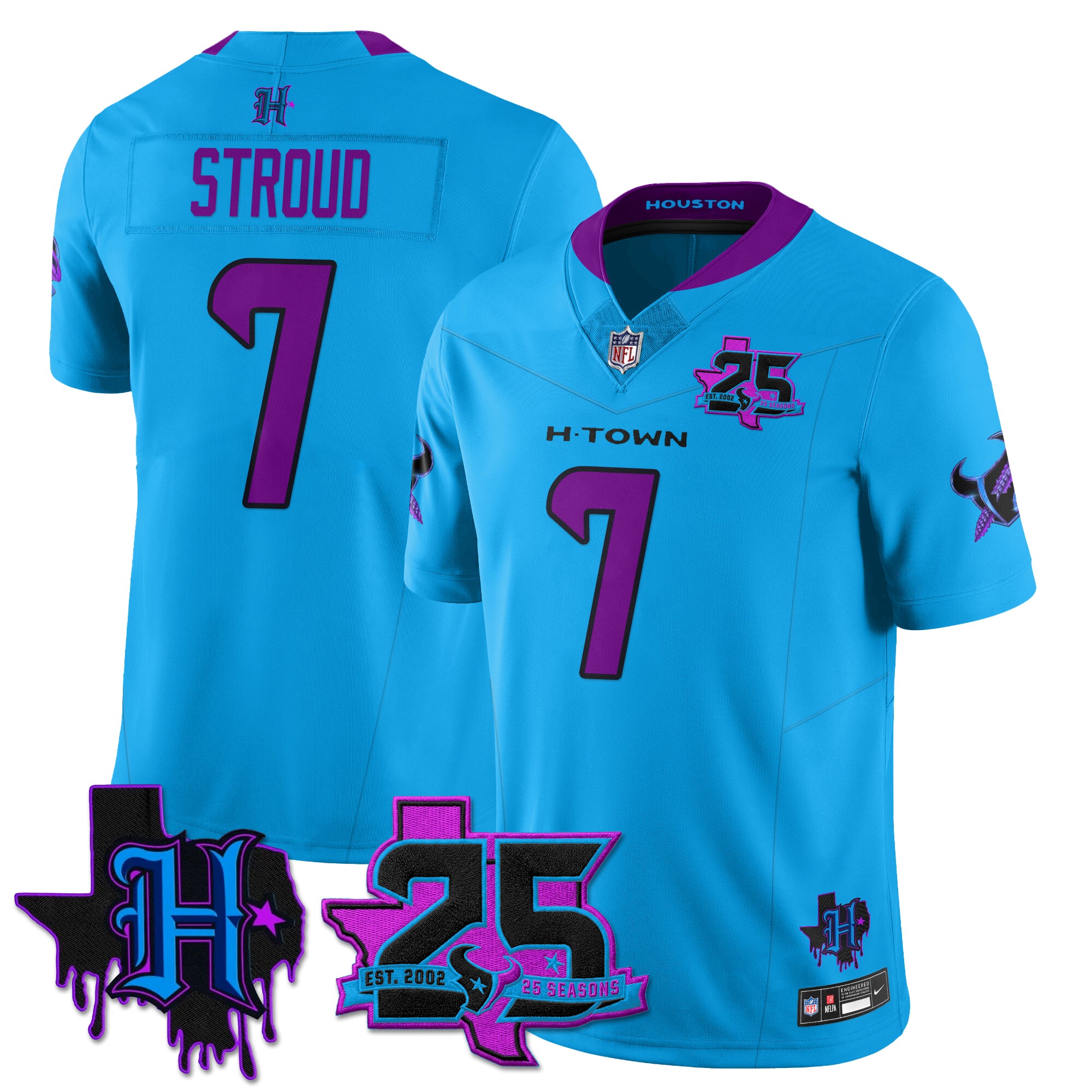 Houston Texans C.J. Stroud 25th Seasons in 2026 DJ Screw Vapor Limited Jersey - Blue