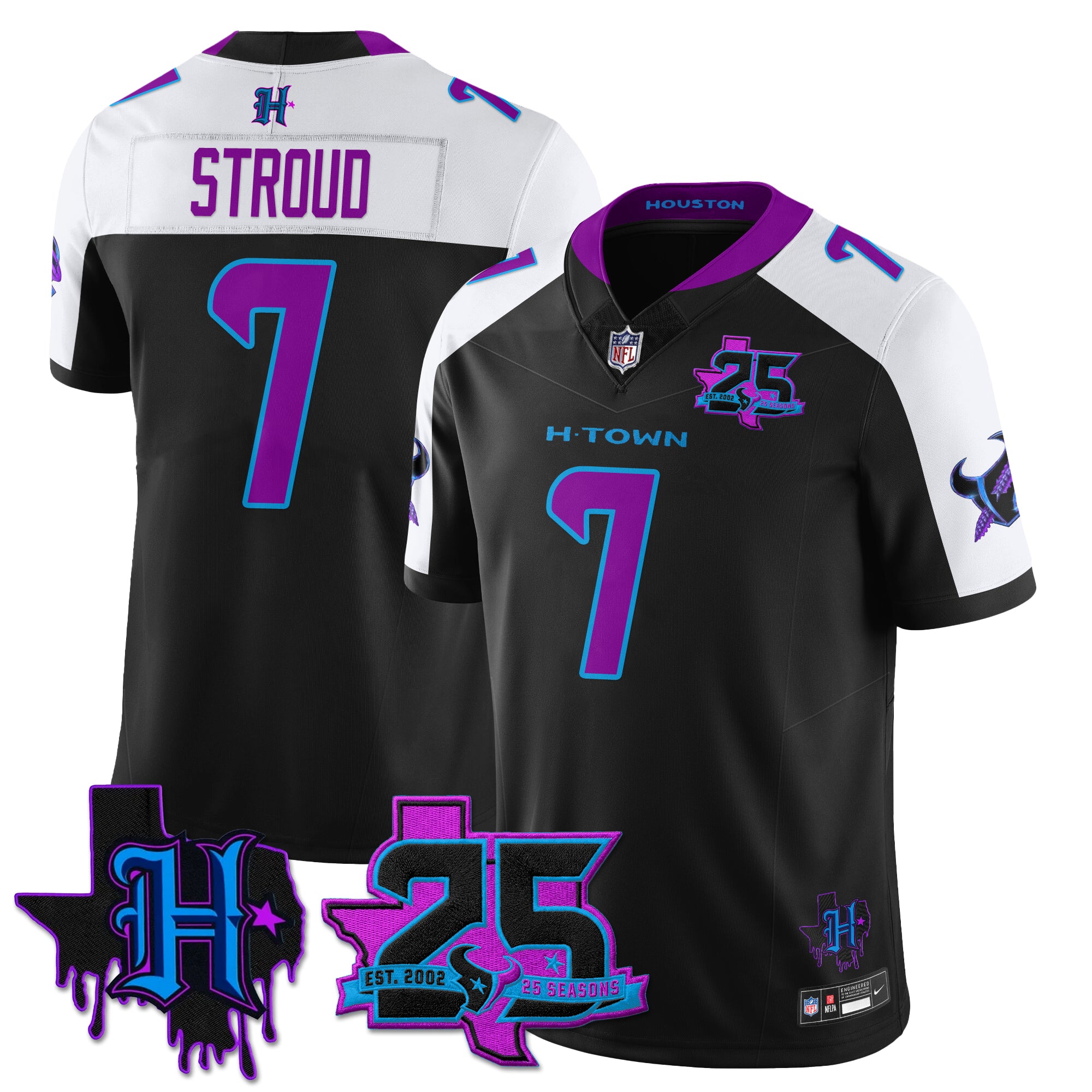 Houston Texans C.J. Stroud 25th Seasons in 2026 DJ Screw Vapor Limited Jersey - Black Alternate