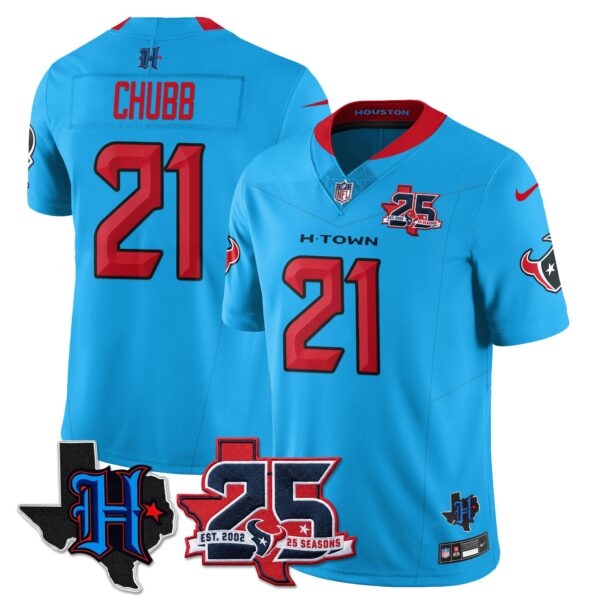 Houston Texans Nick Chubb 25th Seasons in 2026 Basic Vapor Limited Jersey - Blue