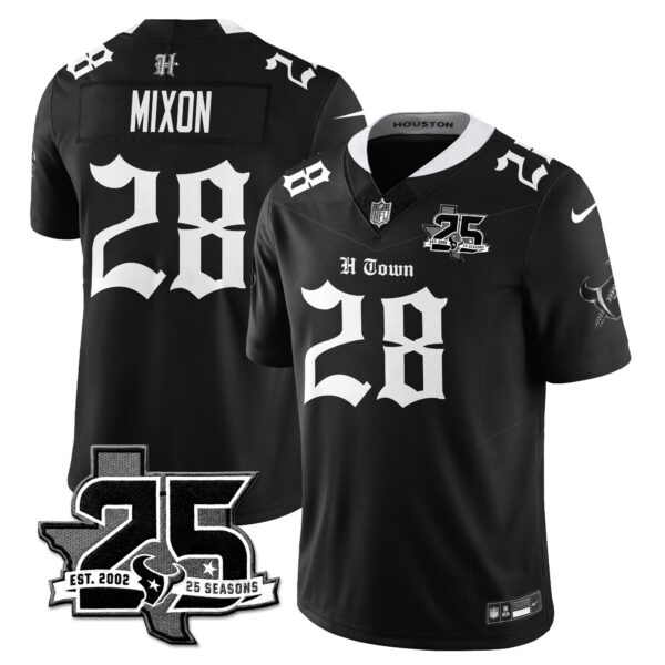 Houston Texans Joe Mixon 25th Seasons in 2026 Gothic Vapor Gold Edition Limited Jersey - Black