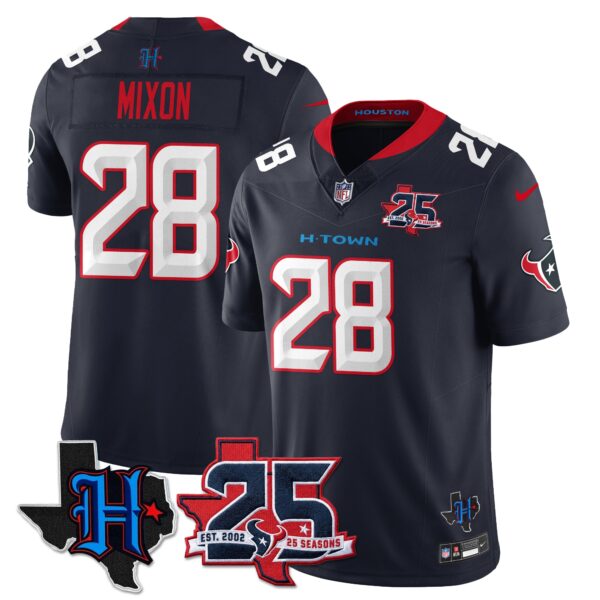 Houston Texans Joe Mixon 25th Seasons in 2026 Basic Vapor Limited Jersey - Navy