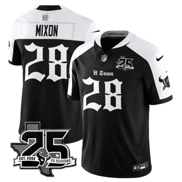 Houston Texans Joe Mixon 25th Seasons in 2026 Gothic Vapor Gold Edition Limited Jersey - Alternate