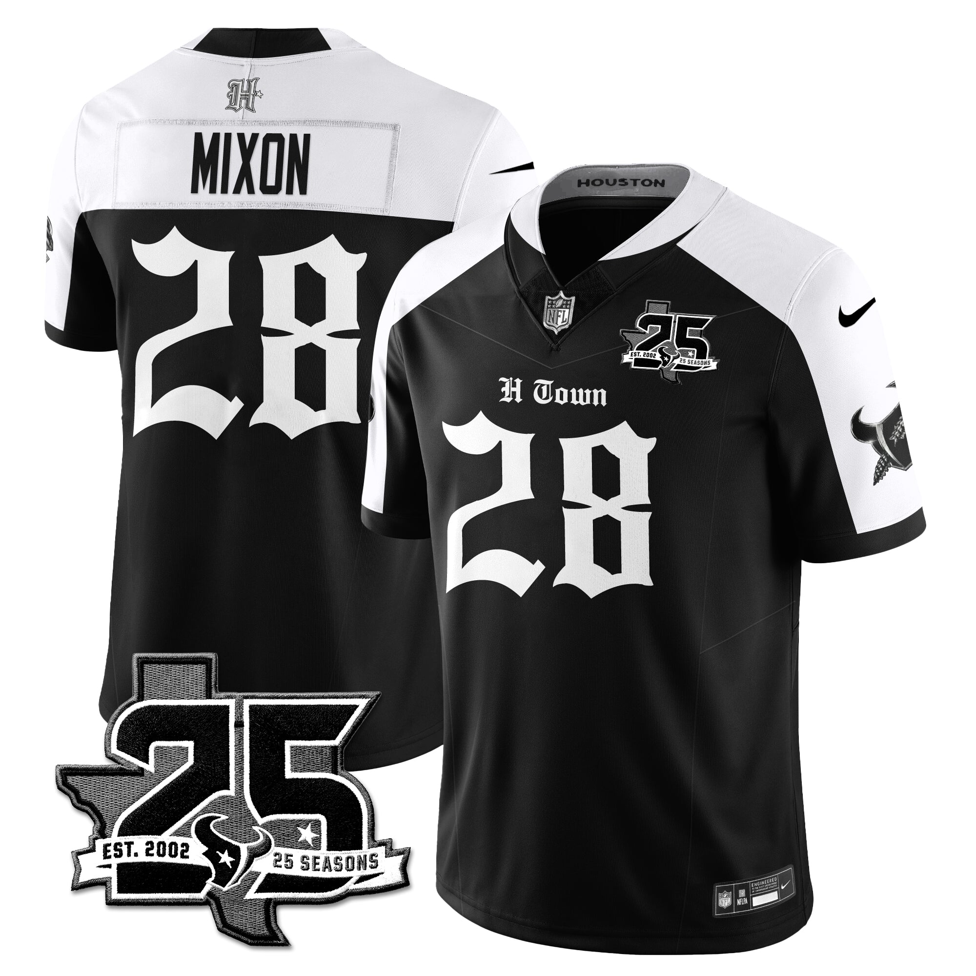 Houston Texans Joe Mixon 25th Seasons in 2026 Gothic Vapor Gold Edition Limited Jersey - Alternate