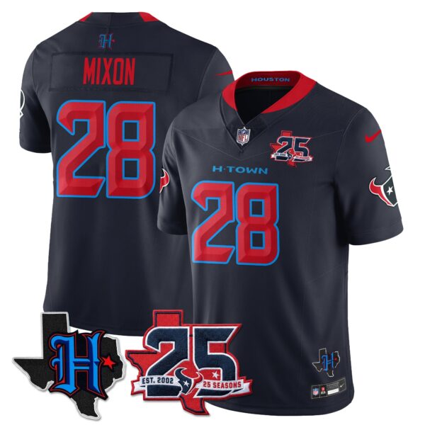 Houston Texans Joe Mixon 25th Seasons in 2026 Basic Vapor Limited Jersey - Navy Limited