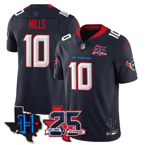 Houston Texans Davis Mills 25th Seasons in 2026 Basic Vapor Limited Jersey - Navy