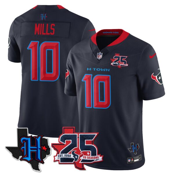 Houston Texans Davis Mills 25th Seasons in 2026 Basic Vapor Limited Jersey - Navy Limited