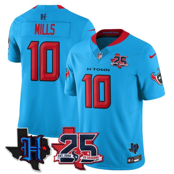 Houston Texans Davis Mills 25th Seasons in 2026 Basic Vapor Limited Jersey - Blue