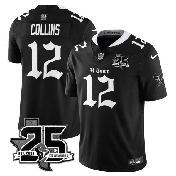 Houston Texans Nico Collins 25th Seasons in 2026 Gothic Vapor Gold Edition Limited Jersey - Black
