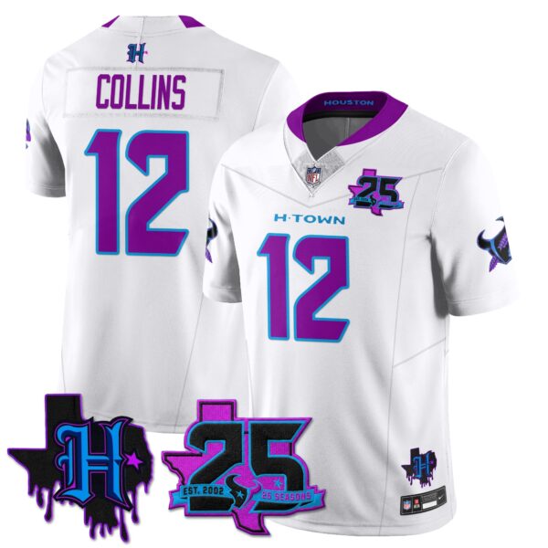 Houston Texans Nico Collins 25th Seasons in 2026 DJ Screw Vapor Limited Jersey - White