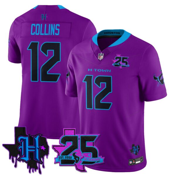 Houston Texans Nico Collins 25th Seasons in 2026 DJ Screw Vapor Limited Jersey - Purple