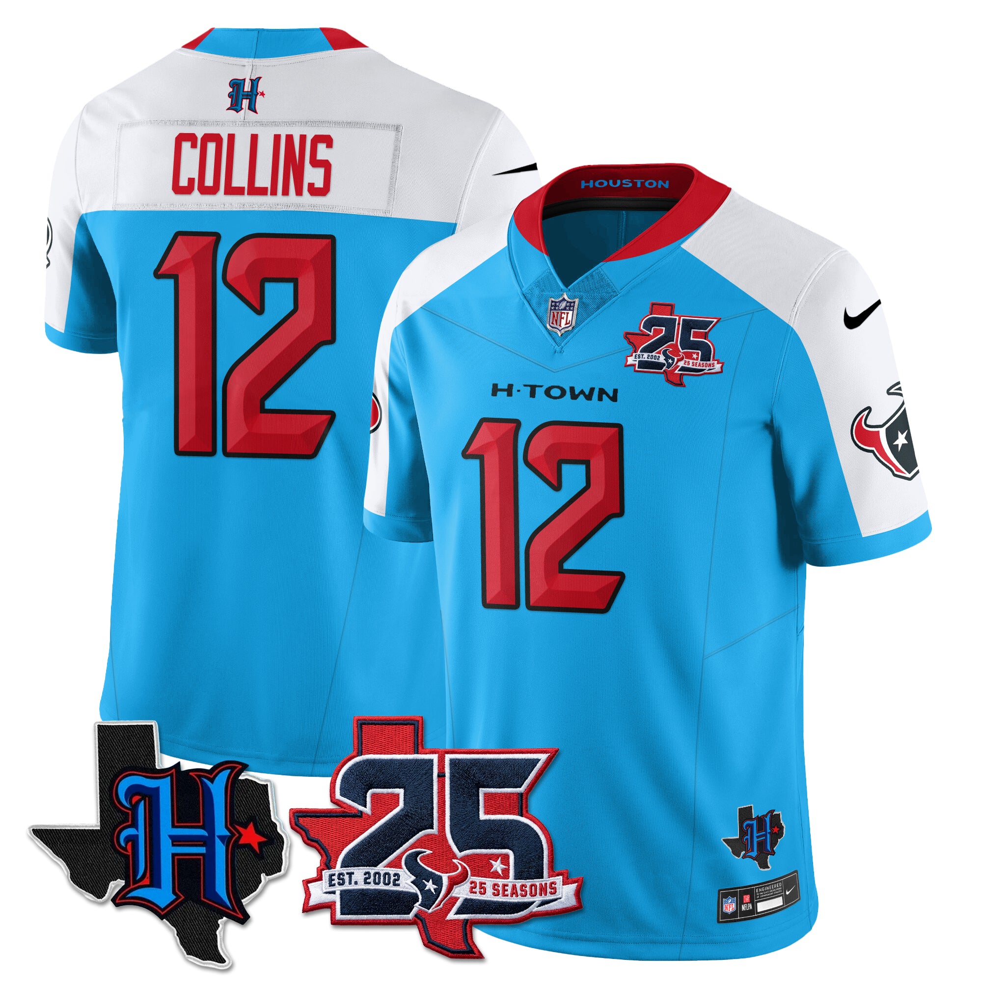 Houston Texans Nico Collins 25th Seasons in 2026 Basic Vapor Limited Jersey - Blue Alternate