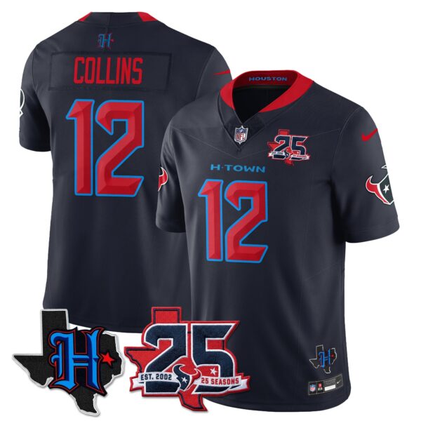Houston Texans Nico Collins 25th Seasons in 2026 Basic Vapor Limited Jersey - Navy Limited