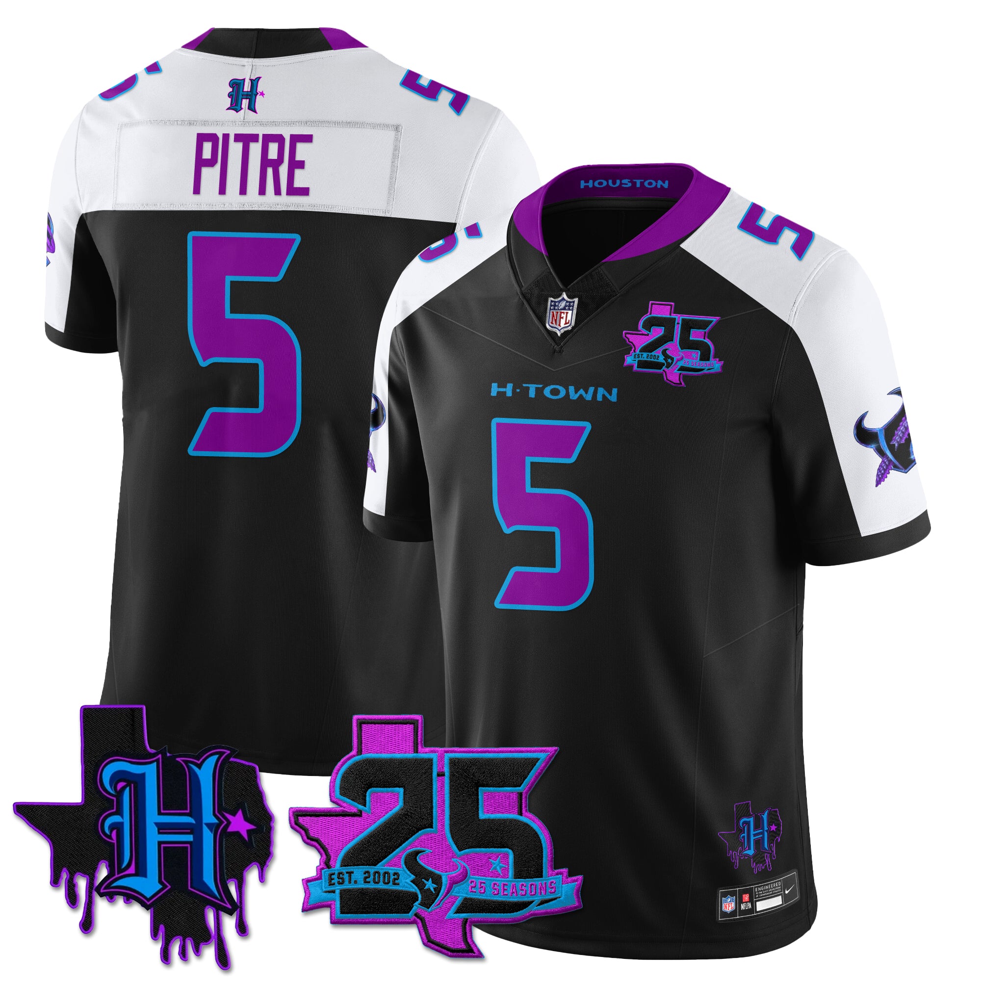 Houston Texans Jalen Pitre 25th Seasons in 2026 DJ Screw Vapor Limited Jersey - Black Alternate