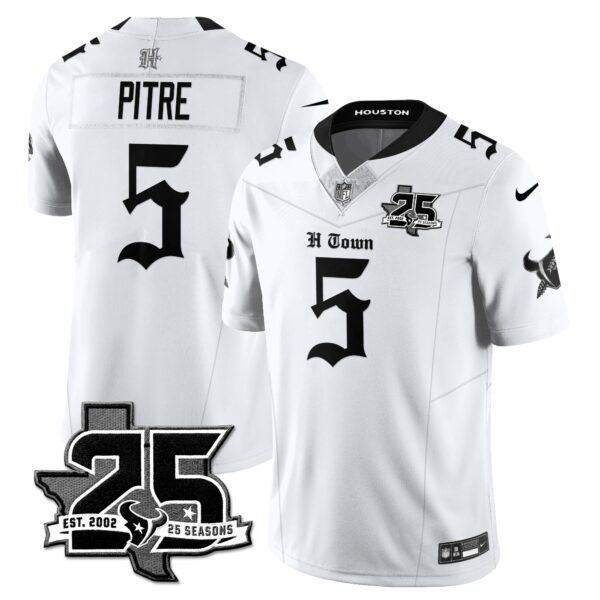 Houston Texans Jalen Pitre 25th Seasons in 2026 Gothic Vapor Gold Edition Limited Jersey - White